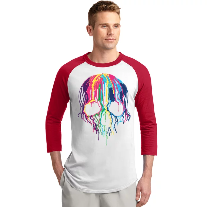 Melting Skull Baseball Sleeve Shirt