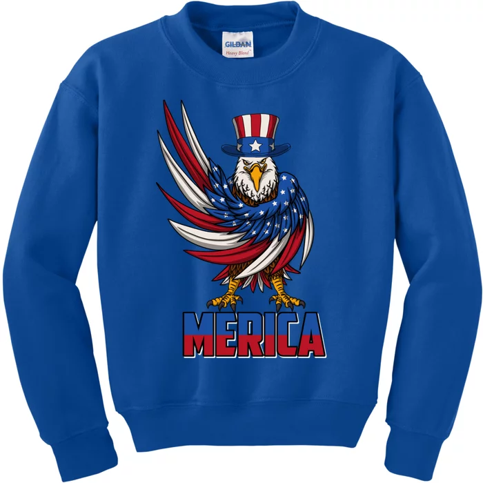 Merica Eagle Mullet 4th Of July American Flag Usa Cool Gift Kids Sweatshirt