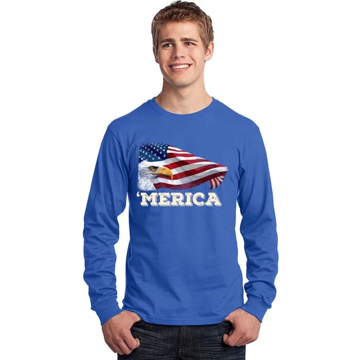 Merica Eagle Mullet 4th Of July American Flag Usa Great Gift Long Sleeve Shirt