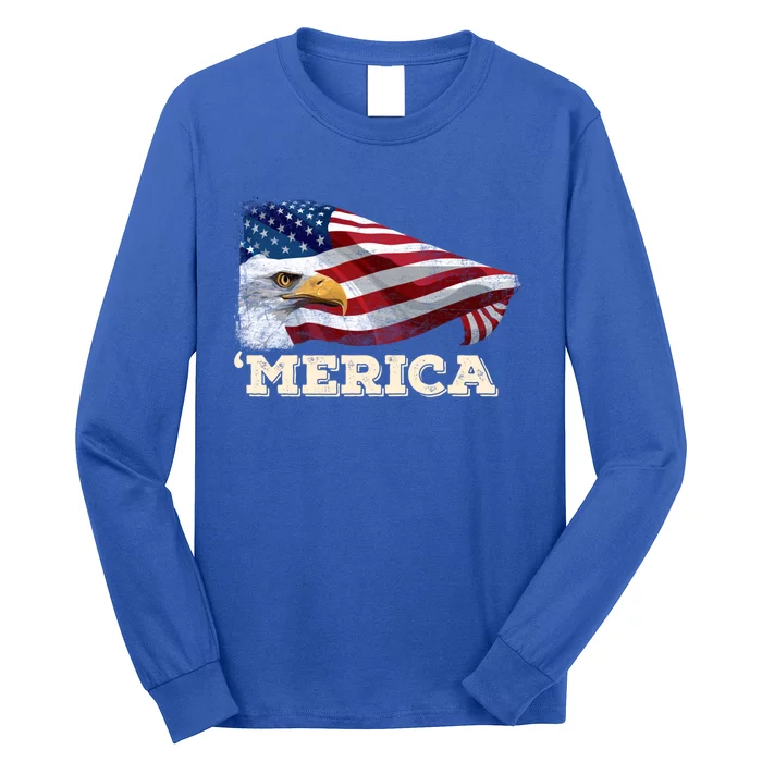 Merica Eagle Mullet 4th Of July American Flag Usa Great Gift Long Sleeve Shirt