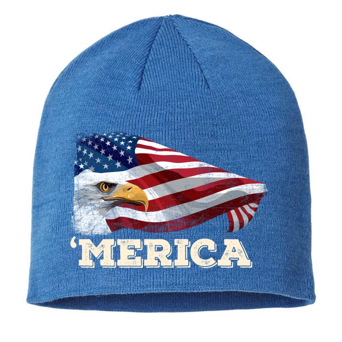 Merica Eagle Mullet 4th Of July American Flag Usa Great Gift 8 1/2in Sustainable Knit Beanie