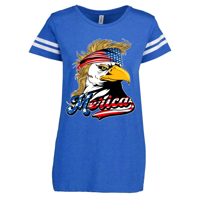 Merica Eagle Mullet 4th Of July Usa American Flag Gift Enza Ladies Jersey Football T-Shirt