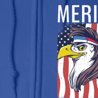 Merica Eagle Mullets 80s Hairstyle Pride Gift Full Zip Hoodie