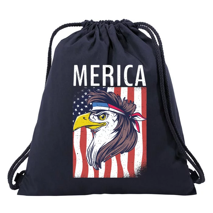 Merica Eagle Mullets 80s Hairstyle Pride Gift Drawstring Bag