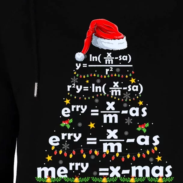 Math Equation Merry Xmas Funny Math Teacher Christmas Humor Womens Funnel Neck Pullover Hood