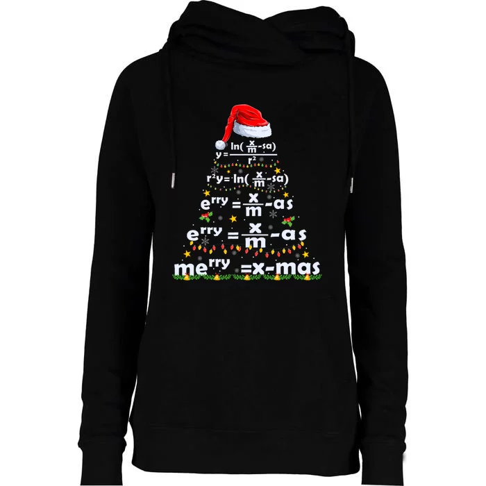 Math Equation Merry Xmas Funny Math Teacher Christmas Humor Womens Funnel Neck Pullover Hood