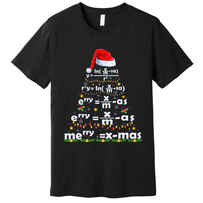 Math Equation Merry Xmas Funny Math Teacher Christmas Humor Premium T-Shirt