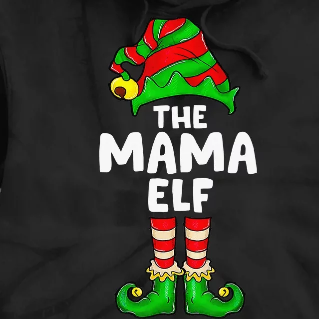 Mama Elf Matching Family Christmas Party  Pajamas Tie Dye Hoodie