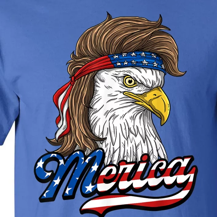 Merica Eagle Mullet 4th Of July American Flag Gift Tall T-Shirt