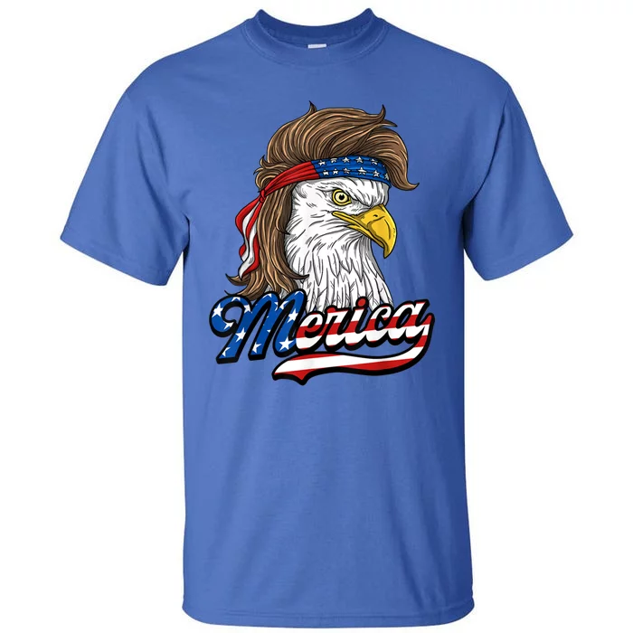 Merica Eagle Mullet 4th Of July American Flag Gift Tall T-Shirt