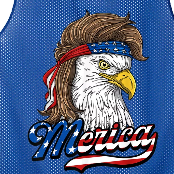 Merica Eagle Mullet 4th Of July American Flag Gift Mesh Reversible Basketball Jersey Tank