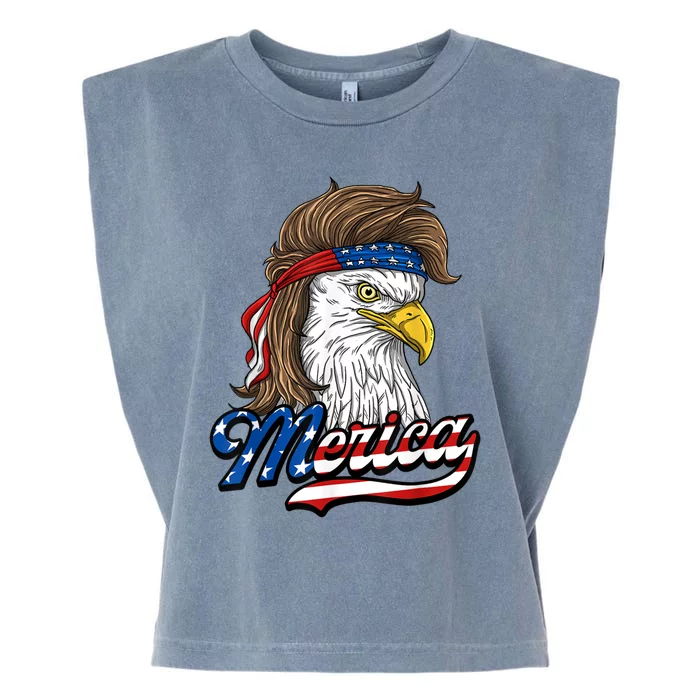 Merica Eagle Mullet 4th Of July American Flag Gift Garment-Dyed Women's Muscle Tee