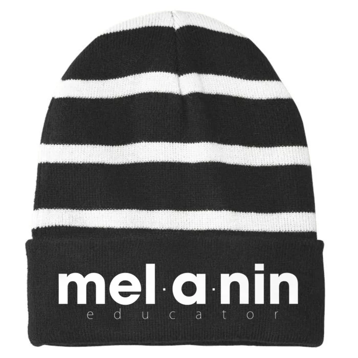 Melanin Educator Striped Beanie with Solid Band