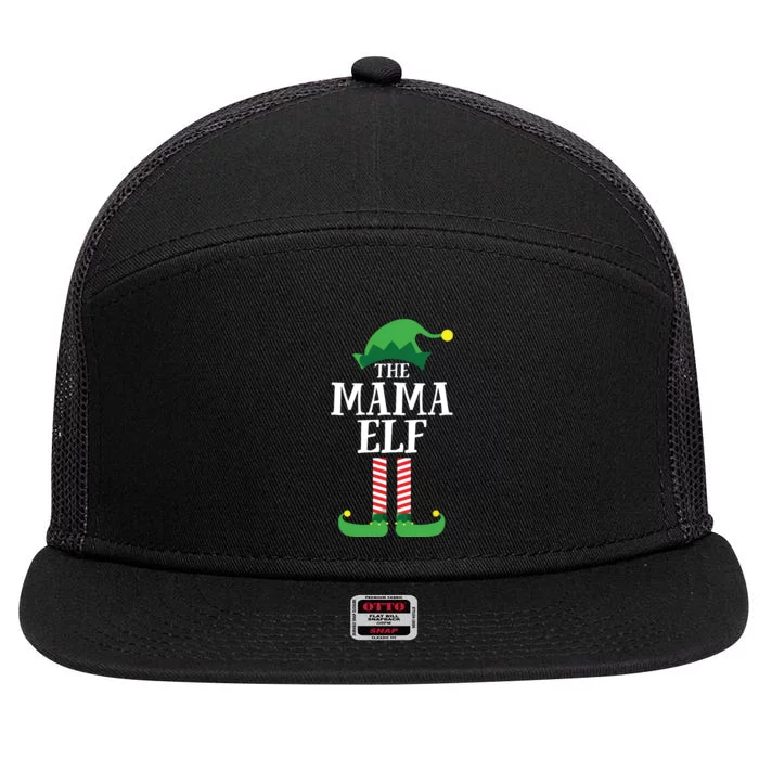 Mama Elf Matching Family Group Christmas Party Mom Elf 7 Panel Mesh Trucker Snapback Hat