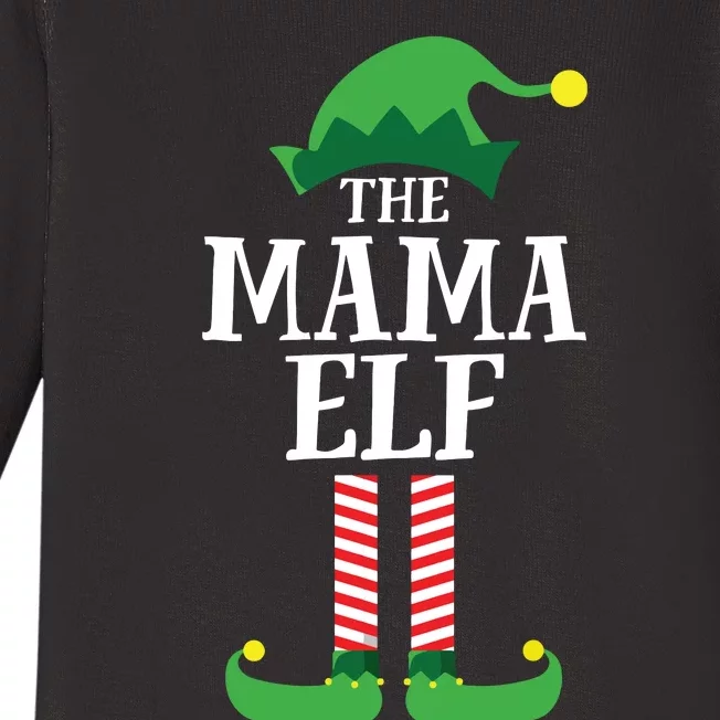 Mama Elf Matching Family Group Christmas Party Mom Elf Baby Long Sleeve Bodysuit