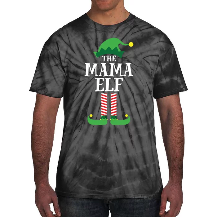 Mama Elf Matching Family Group Christmas Party Mom Elf Tie-Dye T-Shirt