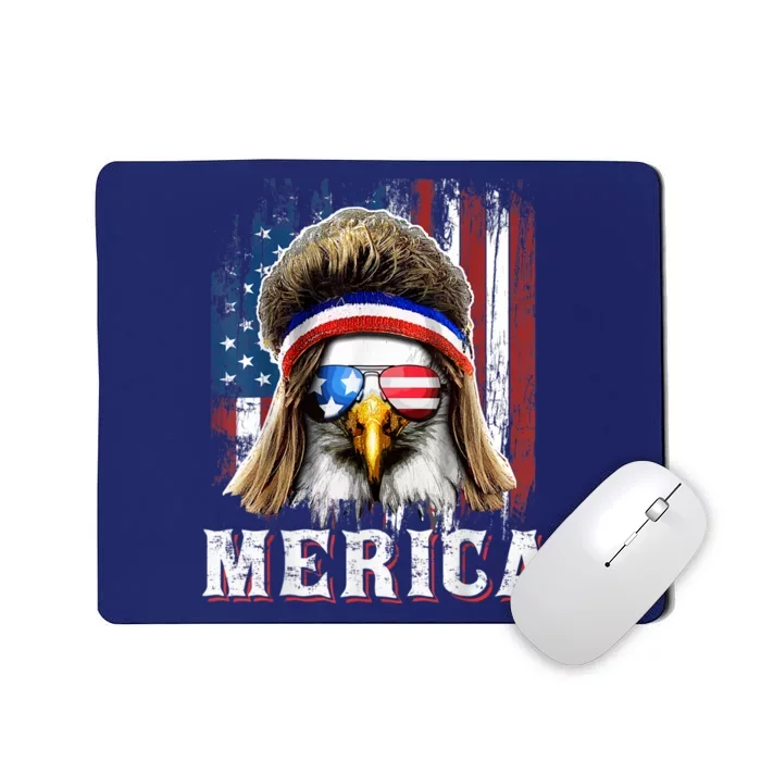 Merica Eagle Mullet 4th Of July American Flag Stars Stripes Mousepad