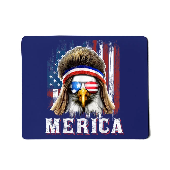 Merica Eagle Mullet 4th Of July American Flag Stars Stripes Mousepad