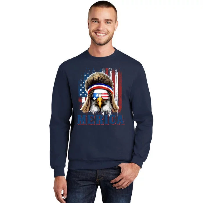 Merica Eagle Mullet Shirt 4th Of July American Flag Tall Sweatshirt