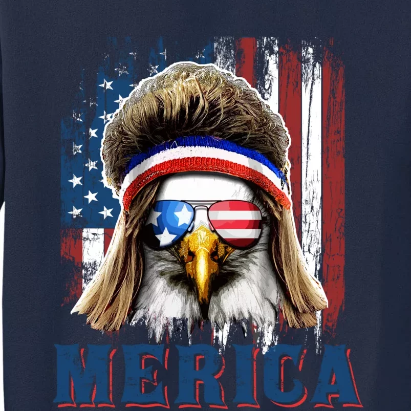 Merica Eagle Mullet Shirt 4th Of July American Flag Tall Sweatshirt