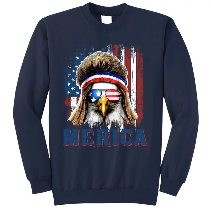 Merica Eagle Mullet Shirt 4th Of July American Flag Tall Sweatshirt