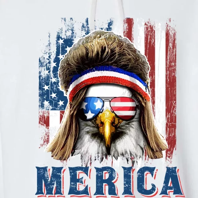 Merica Eagle Mullet Shirt 4th Of July American Flag Garment-Dyed Fleece Hoodie