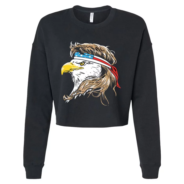 Merica Eagle Mullet 4th Of July Cropped Pullover Crew