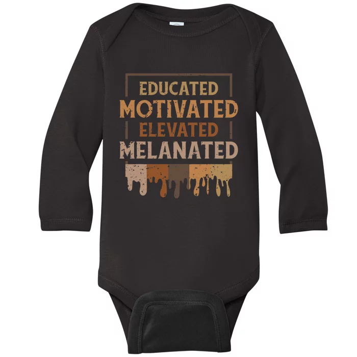 Melanin Educated Motivated Melananted Baby Long Sleeve Bodysuit