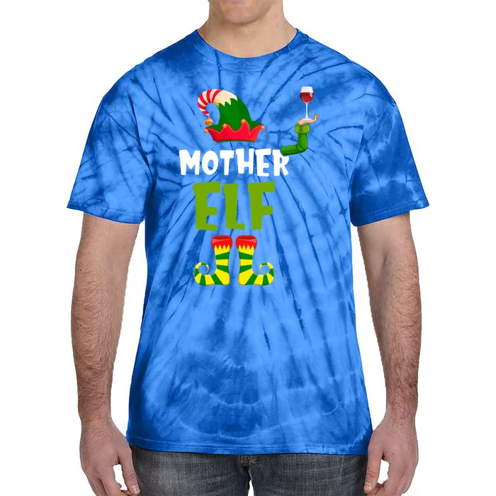 Mother Elf Matching Christmas Gift Wine Lover Gift Funny Gift Tie-Dye T-Shirt