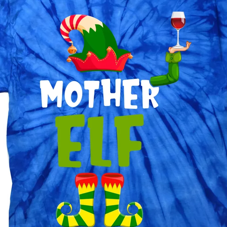 Mother Elf Matching Christmas Gift Wine Lover Gift Funny Gift Tie-Dye T-Shirt