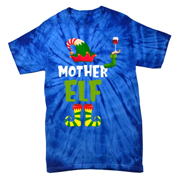 Mother Elf Matching Christmas Gift Wine Lover Gift Funny Gift Tie-Dye T-Shirt