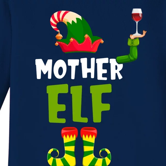 Mother Elf Matching Christmas Gift Wine Lover Gift Funny Gift Baby Long Sleeve Bodysuit