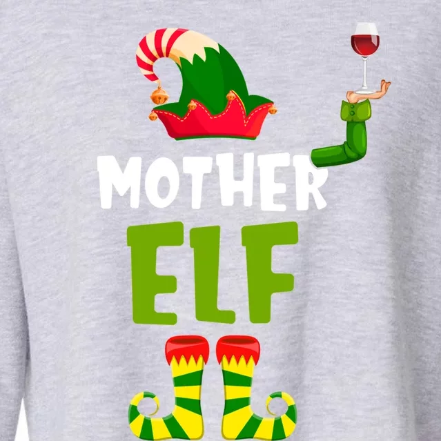 Mother Elf Matching Christmas Gift Wine Lover Gift Funny Gift Cropped Pullover Crew