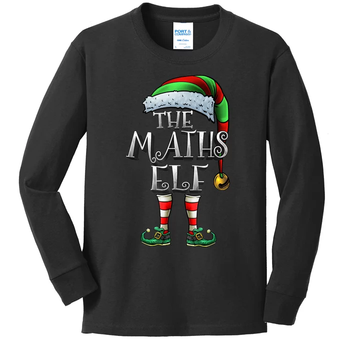 Maths Elf Matching Family Mathmatics Christmas Elf Kids Long Sleeve Shirt