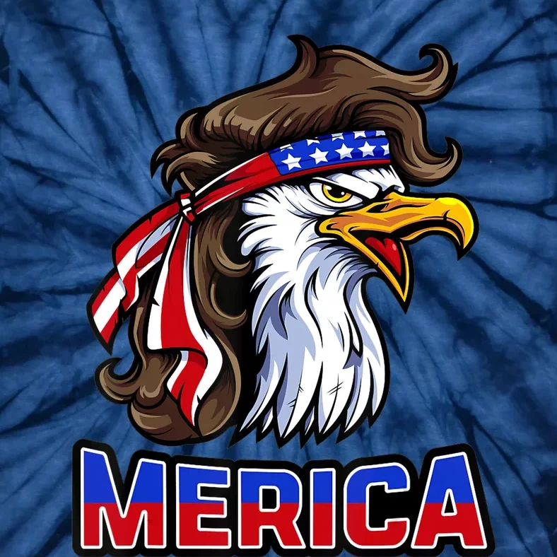 Merica Eagle Mullet 4th Of July American Flag Tie-Dye T-Shirt