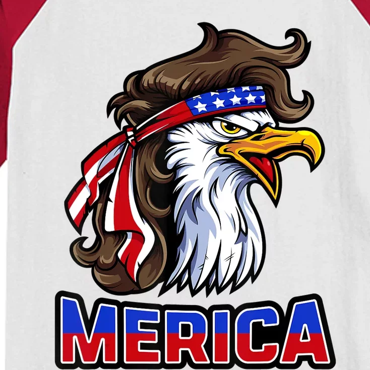 Merica Eagle Mullet 4th Of July American Flag Kids Colorblock Raglan Jersey