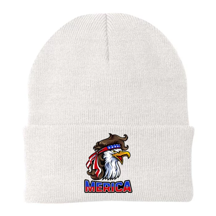 Merica Eagle Mullet 4th Of July American Flag Knit Cap Winter Beanie