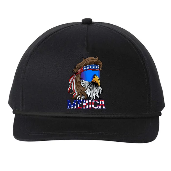 Merica Eagle Mullet Shirt American Flag USA Men 4th Of July Snapback Five-Panel Rope Hat