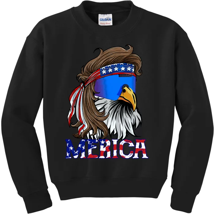 Merica Eagle Mullet Shirt American Flag USA Men 4th Of July Kids Sweatshirt