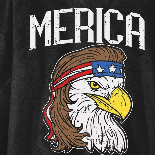 Merica Eagle Mullet 4th of July Redneck Patriot Gift Hooded Wearable Blanket