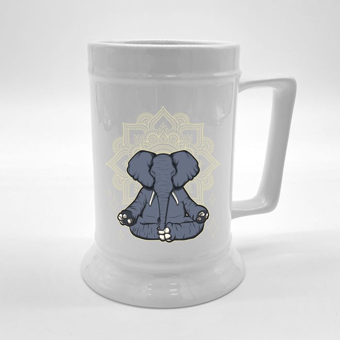 Mandala Elephant Makes Yoga Meditation Chakra Great Gift Front & Back Beer Stein