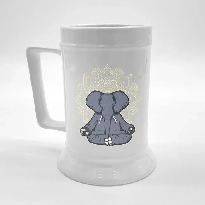 Mandala Elephant Makes Yoga Meditation Chakra Great Gift Front & Back Beer Stein