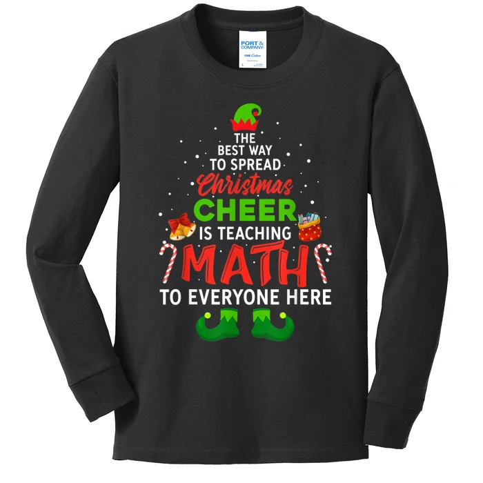 Maths Elf Matching Family Mathmatics Christmas Elf Kids Long Sleeve Shirt