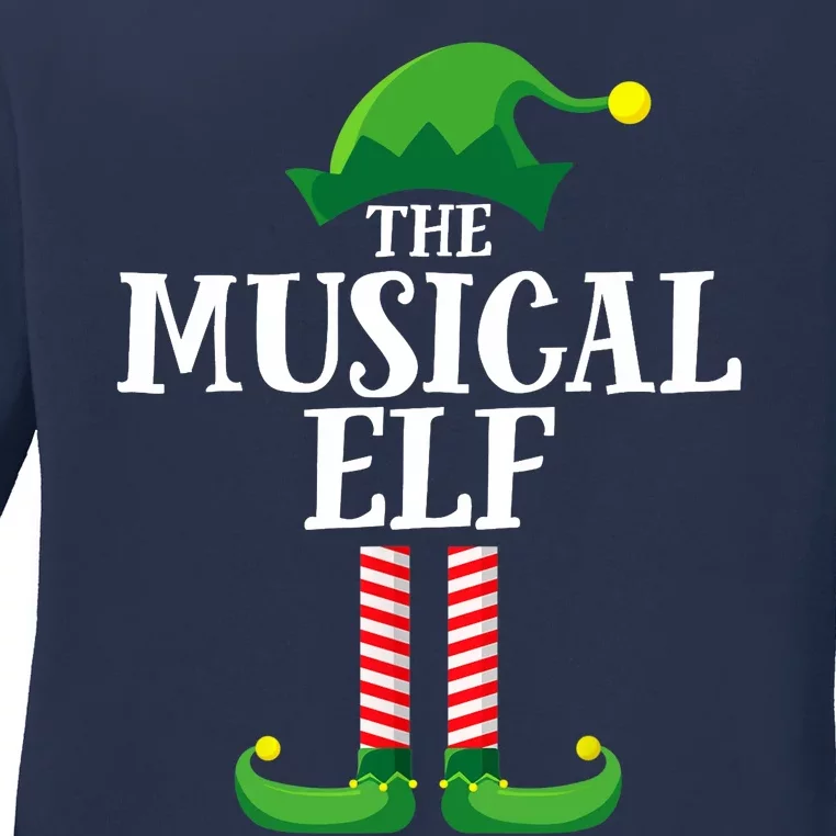 Musical Elf Matching Family Group Christmas Party Ladies Long Sleeve Shirt