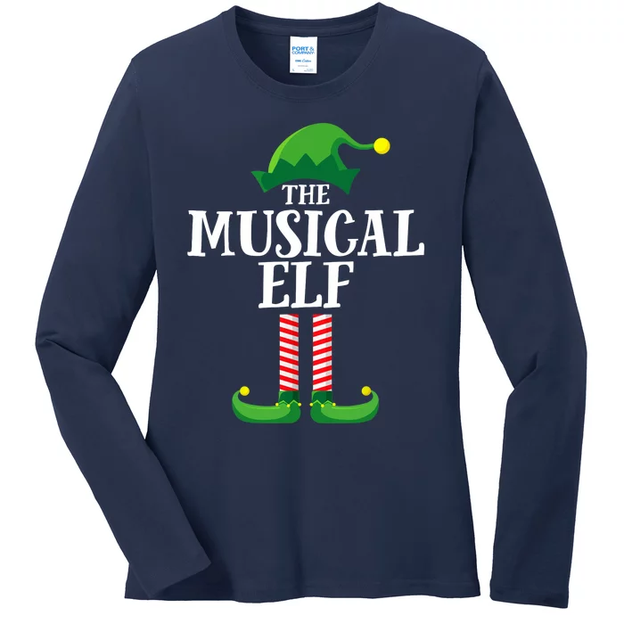 Musical Elf Matching Family Group Christmas Party Ladies Long Sleeve Shirt