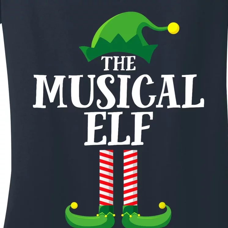 Musical Elf Matching Family Group Christmas Party Women's V-Neck T-Shirt