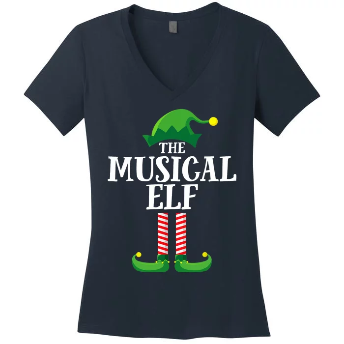 Musical Elf Matching Family Group Christmas Party Women's V-Neck T-Shirt