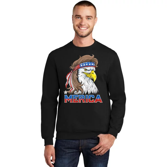 Merica Eagle Mullet 4th Of July American Flag Usa Tall Sweatshirt