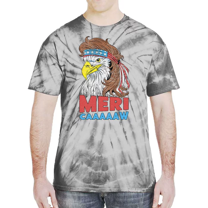 mericaaaaaw Eagle Mullet 4th Of July USA American Flag Tie-Dye T-Shirt