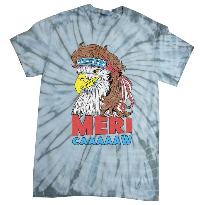 mericaaaaaw Eagle Mullet 4th Of July USA American Flag Tie-Dye T-Shirt